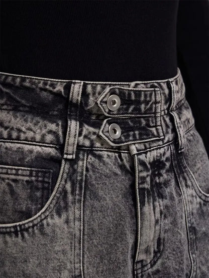 2025 Cyber Y2K Streetwear Washed Grey Baggy Cargo Jeans Pants For Men 90S Vintage Clothes Wide Leg Zipper Gothic Denim Trousers - Premium Kiosk