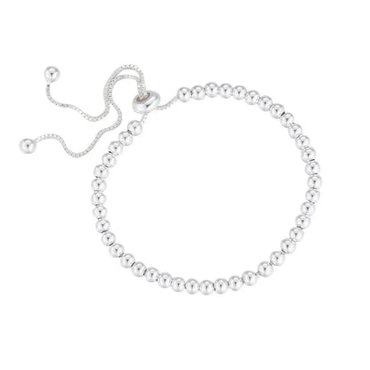 100% Solid 925 Sterling Silver Metal Bracelets for Women Men Beads Adjuatable Handmade Simple Bracelet Birthday Christmas Gift