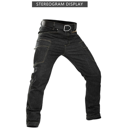 Men's Tactical Jeans Military Denim Cargo Pants Multi-pocket Elastic Casual  Work Trousers Outdoor Combat Training Hiking Pants - Premium Kiosk
