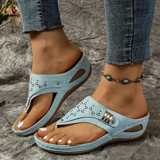 Woman Slippers 2025 New Wedge Sandals Flip Flops Non-Slip Soft Platform Shoes Lightweight Orthopedic Slippers Slides Women
