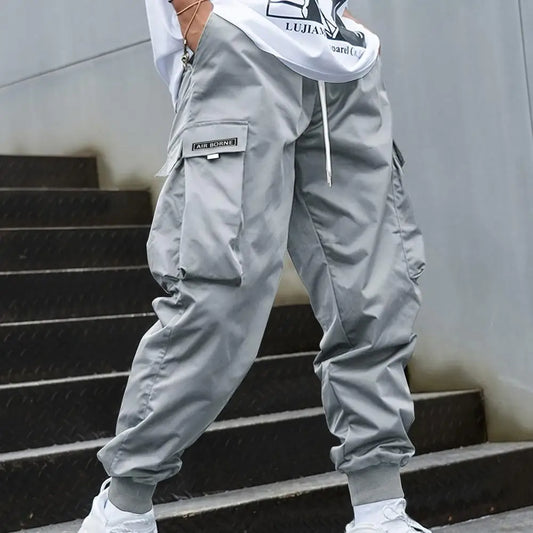 New Cargo Pants Men's Loose Straight Oversize Clothing Solid Grey Versatile Work Wear Black Joggers Hip Hop Casual Male Trousers