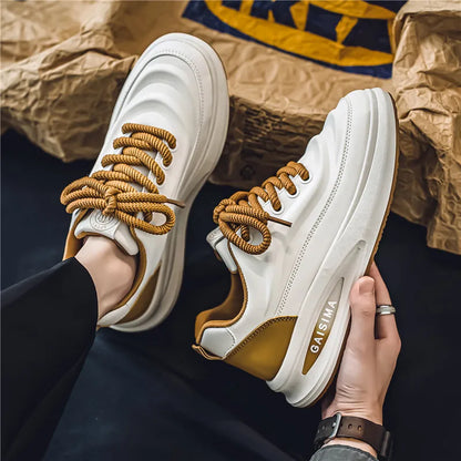 2024 New Four Seasons Leisure Sports Leather Men's Daddy Shoes Fashion Comfortable Sports Leisure Shoes Thick Sole Sneakers