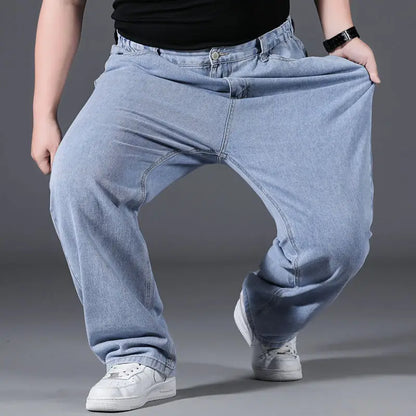 10XL Oversize Wide Legs Jeans Men Soft Cotton Cargo Jeans Plus Size Baggy Men's Trousers Fashion Streetwear Working Jeans Man - Premium Kiosk