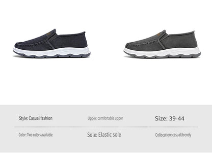 2025 Spring/summer New Style One-piece Dad's Shoes with Soft Sole, Comfortable Flat Bottom Shoes,Canvas Men's Shoes