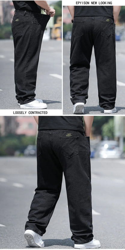 10XL Oversize Wide Legs Jeans Men Soft Cotton Cargo Jeans Plus Size Baggy Men's Trousers Fashion Streetwear Working Jeans Man - Premium Kiosk