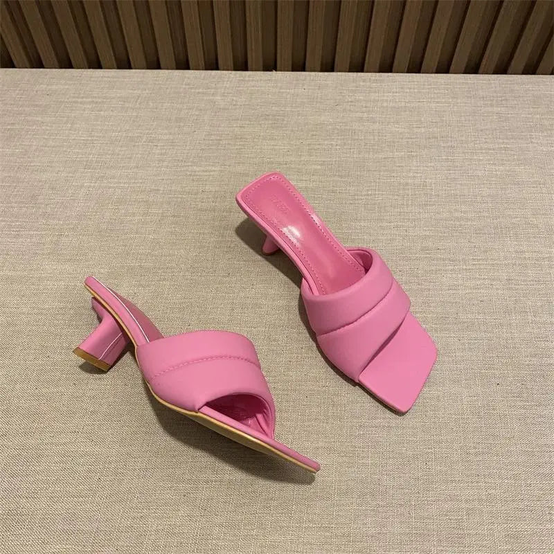Women's Slippers 2025 New Women's Summer Fashion Open Toe Square Flip-Flops Women's High Heel Sandals for Women - Premium Kiosk