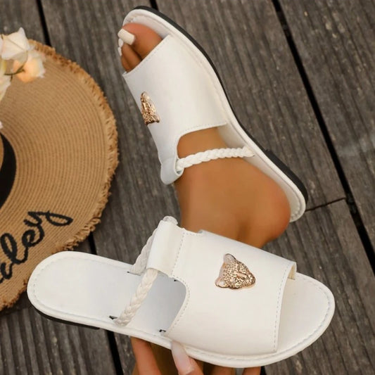 Women Slippers 2025 Summer Fashion Open Toed Shoes for Women Flat Beach Outdoor Luxury Slippers Slides Women Zapatos De Mujer - Premium Kiosk