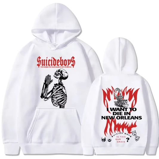 2025 new 2D hoodie Suicide boy Wearing a hood, I want to die in New Orleans, super fashionable hoodie Fashion Trends man