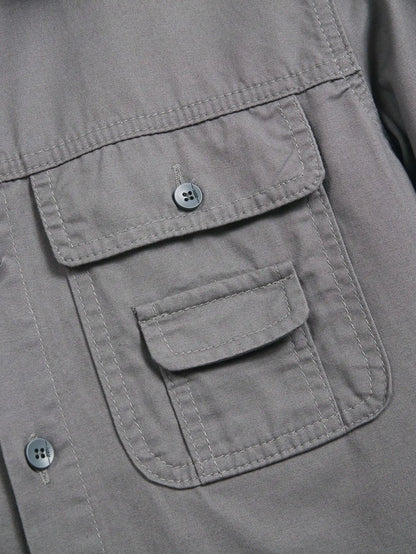 Men's workwear - style shirt for spring and autumn. Tailored fit. For daily casual wear. Trendy and minimalist.