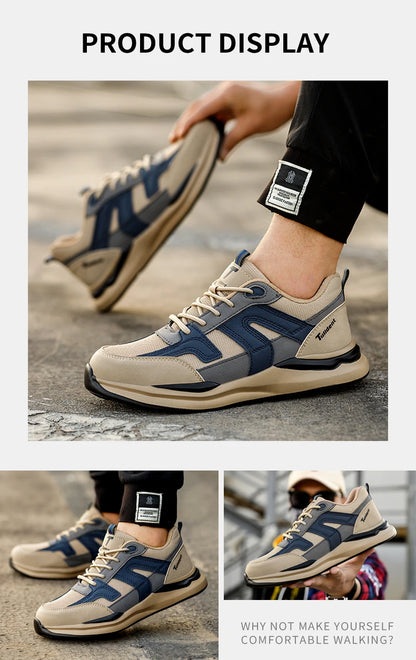 Work Sneakers Steel Toe Shoes Men Safety Shoes Puncture-Proof Work Shoes Boots Indestructible Footwear Security Lightweight