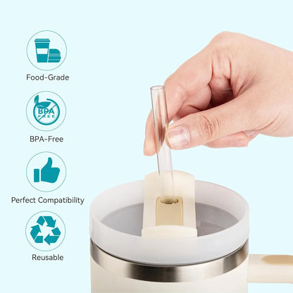 6 Pcs Reusable Straws Stanley Cup Replacement Straws with Cleaning Brush Compatible with Stanley 40 oz Stanley Cups