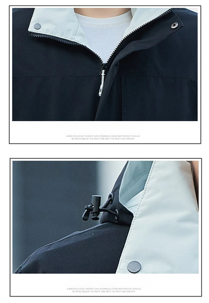 Jacket Men's 2025 Spring and Autumn Fashion Casual Waterproof Hooded Windbreaker Male Outdoor Camping Sports Solid Color Coat