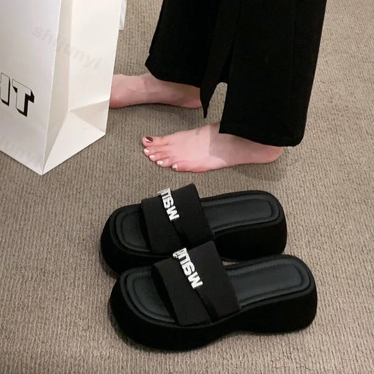 Women's Slippers 2025 New Fashion Comfortable Platform Sandals Concise Outdoor Women‘s Closed Toe Beach Muje Summer Shoes - Premium Kiosk