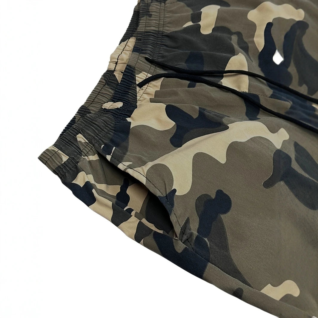 [Trendy Camo Cargo Pants] Camo Cargo Pants - Men's Trendy Casual Regular Fit Trousers With Side Pocket For Outdoor Activities - Premium Kiosk