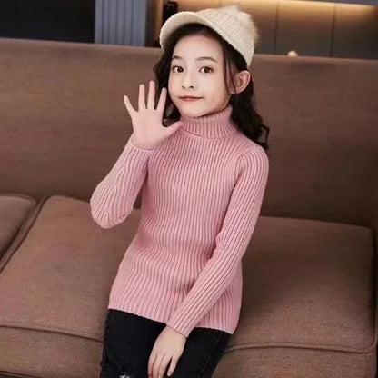 2024 New Sweater Kids Sweaters Autumn Girls Turtleneck Sweaters 1-9Yrs Baby Boys Pullover Winter Knitted Bottoming Boys Sweaters