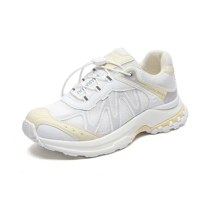 Women's Dad Shoes Thick Sole Heightening 2025 Spring Autumn Pure Color Adult Laced Comfortable Polyurethane Casual Sports Shoes