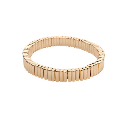 2024 New Design Golden Bracelets For Women Gold Color Hematite Beaded Elastic Bangle Sets Square Shape Beads Accessory