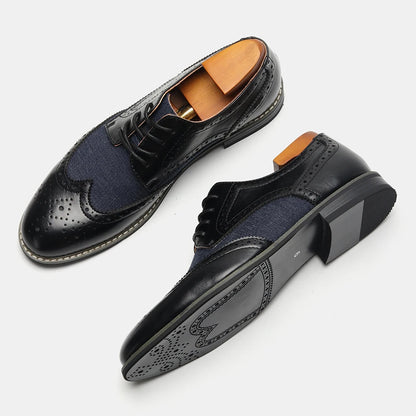 2025 New Brogue Dress Shoes Man Wedding Leather Social Shoe Male