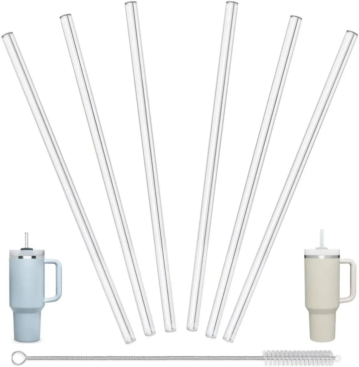 6 Pcs Reusable Straws Stanley Cup Replacement Straws with Cleaning Brush Compatible with Stanley 40 oz Stanley Cups