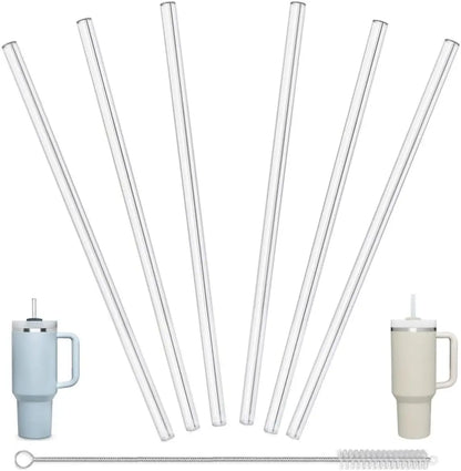 6 Pcs Reusable Straws Stanley Cup Replacement Straws with Cleaning Brush Compatible with Stanley 40 oz Stanley Cups