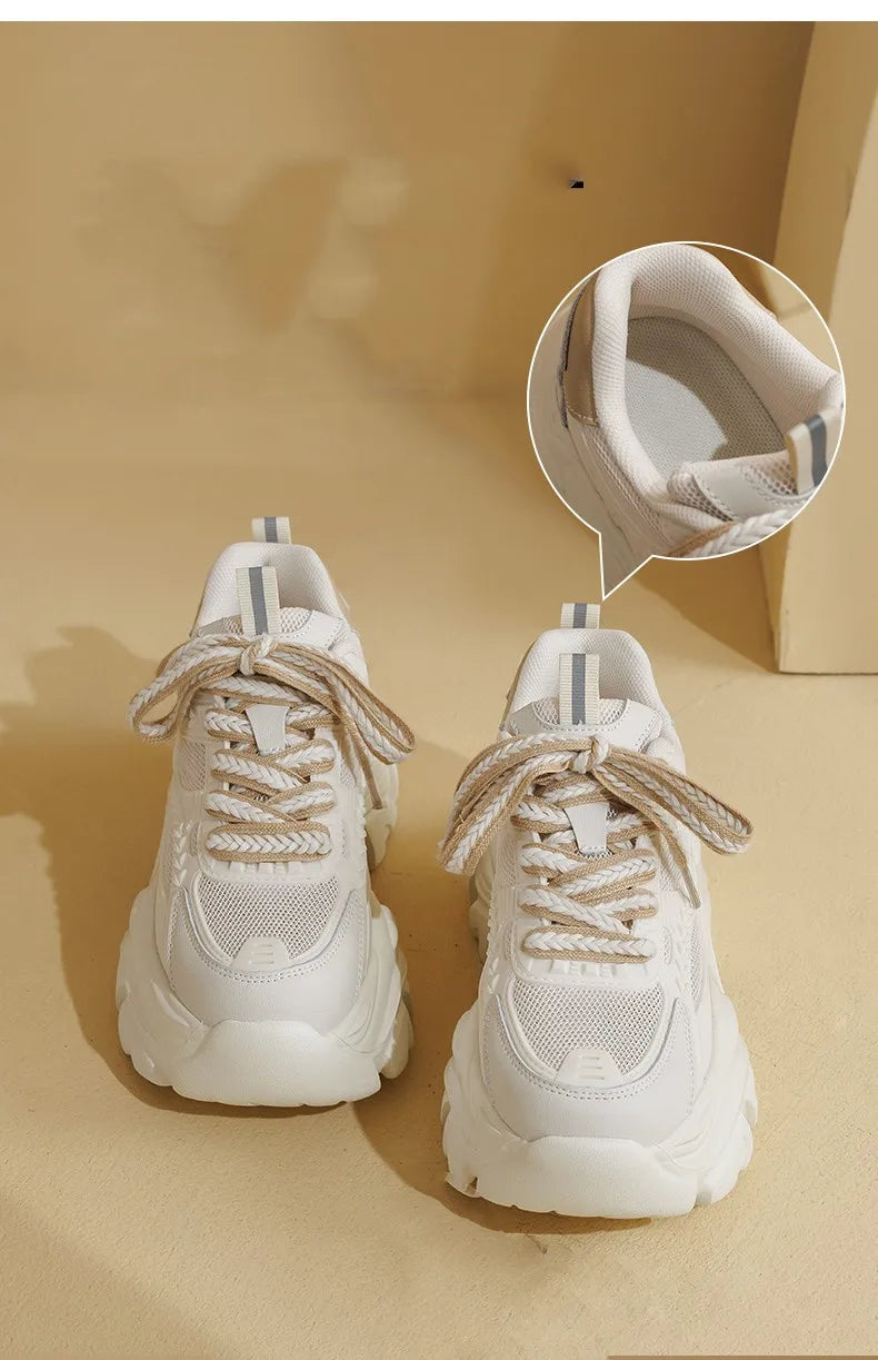 Women's thick bottom daddy shoes summer breathable mesh small white shoes girls casual shoes heightened thin sports board shoes