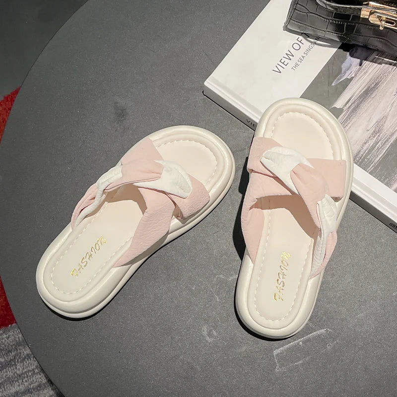 Women's Slippers Fashion Spring and Summer Outdoor Color-blocking Fashion, Versatile and Trendy Brand Flat Anti-slip Sandals - Premium Kiosk