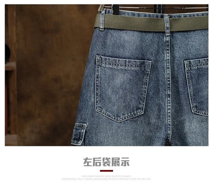 2023 Spring and Autumn New Classic Fashion With Solid Color Cargo Jeans Men Casual Loose Comfortable High Quality Pants 28-36 - Premium Kiosk