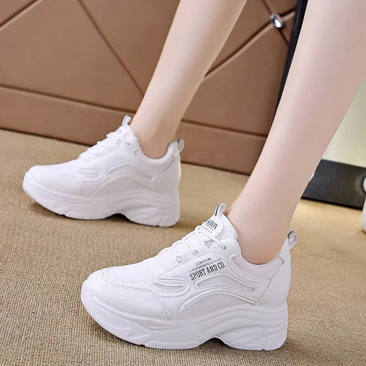 2025 new fashion dad shoes, trendy shoes, thick-soled, versatile, height-increasing, casual sports white shoes