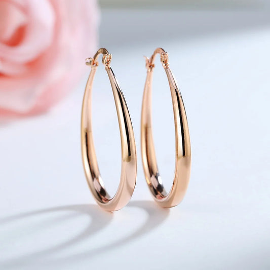 925 Sterling Silver 4.4cm oval earrings high quality 18K gold plated  Fashion Jewelry Wedding Christmas Gift