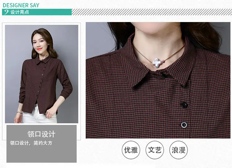 Women's Clothing  2022 Blouses Women Shirt thin Slim creative irregular Button turn-down collar lattice  spring summer leisure