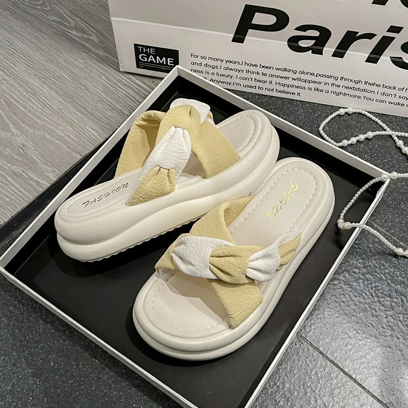 Women's Slippers Fashion Spring and Summer Outdoor Color-blocking Fashion, Versatile and Trendy Brand Flat Anti-slip Sandals - Premium Kiosk