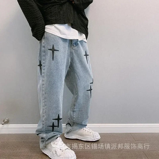 Jeans Men Wide Leg Cargo Pants Streetwear Baggy Men Korean Fashion Loose Straight Male Clothing Y2K Hip Hop Style Male Trousers - Premium Kiosk