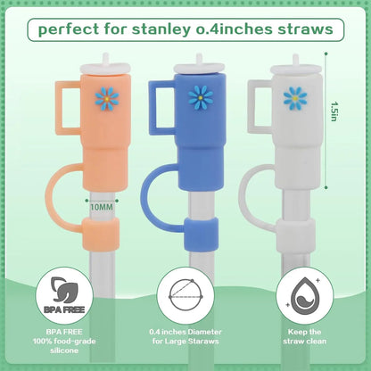 5Pcs Straw Cover Cap for Stanley Cup, Silicone Straw Topper Compatible with Stanley 30&40 Oz Tumbler with Handle