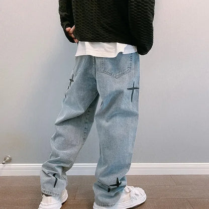 Jeans Men Wide Leg Cargo Pants Streetwear Baggy Men Korean Fashion Loose Straight Male Clothing Y2K Hip Hop Style Male Trousers - Premium Kiosk