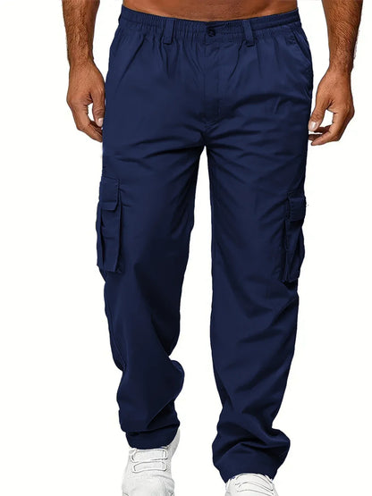 Men's Cargo Pants Sweatpants Outdoor Loose Straight Long Trousers Summer Casual Multi-Pocket Durable Workwear Male Trousers - Premium Kiosk