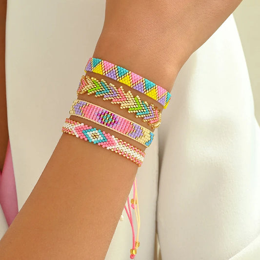 4Pcs/Set Miyuki Beads Bracelet Couple Bracelets Set Gift Lovers' Jewelry Handmade Loom Woven Jewellery Wide Pulseras