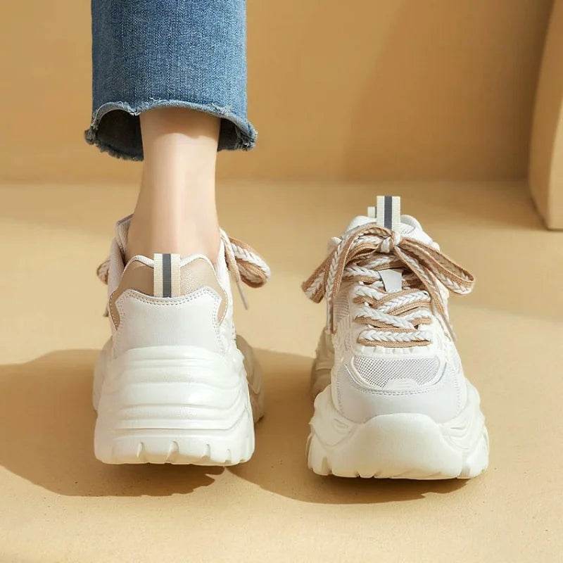 Women's thick bottom daddy shoes summer breathable mesh small white shoes girls casual shoes heightened thin sports board shoes