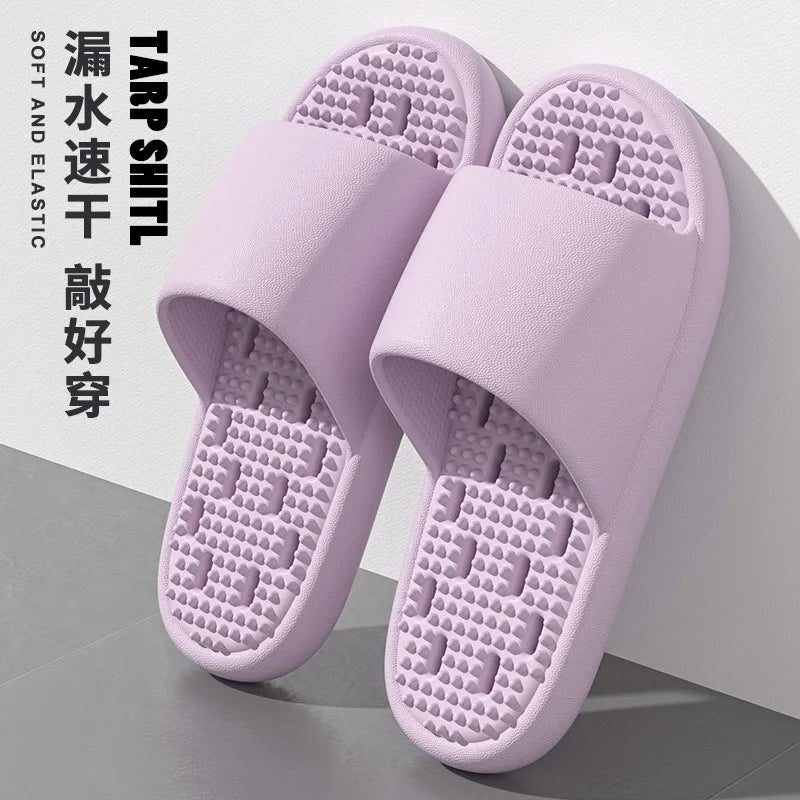 2025New Bathroom slippers for women: Quick-drying, anti-slip, hollowed-out, comfortable to step on, massage for couples, for men - Premium Kiosk