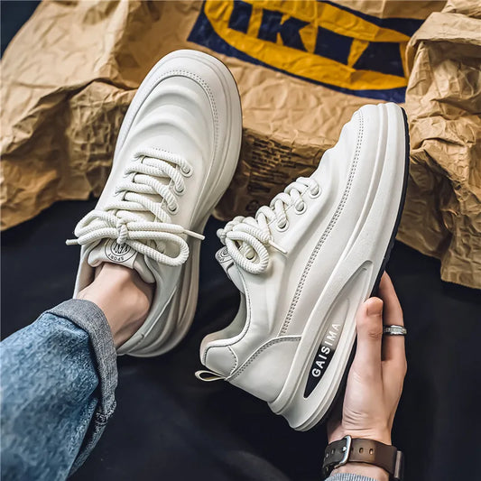 2024 New Four Seasons Leisure Sports Leather Men's Daddy Shoes Fashion Comfortable Sports Leisure Shoes Thick Sole Sneakers