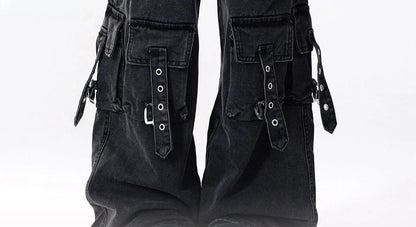 Women's Black  Baggy Cargo Jeans Harajuku Oversize Denim Trousers Y2k 90s Vintage 2000s  Jean Pants Trashy Clothes 2025 - Premium Kiosk