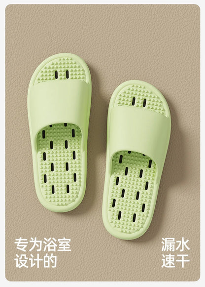 2025New Bathroom slippers for women: Quick-drying, anti-slip, hollowed-out, comfortable to step on, massage for couples, for men - Premium Kiosk