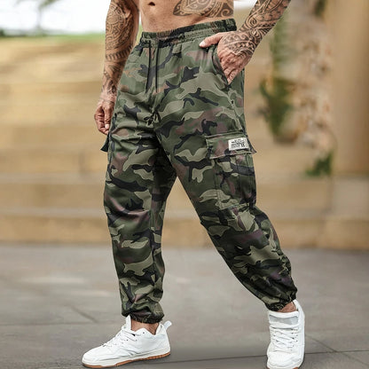 [Trendy Camo Cargo Pants] Camo Cargo Pants - Men's Trendy Casual Regular Fit Trousers With Side Pocket For Outdoor Activities - Premium Kiosk