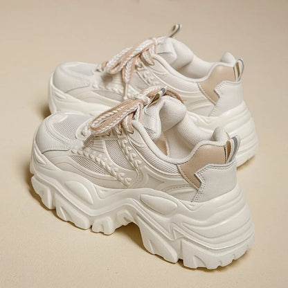 Women's thick bottom daddy shoes summer breathable mesh small white shoes girls casual shoes heightened thin sports board shoes