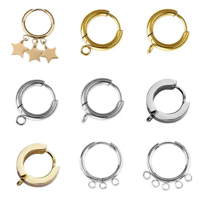 10pcs/lot Stainless Steel DIY Earrings Round Hoop Earring Clasps Fittings Base DIY Jewelry Earrings Making Supplies Finding