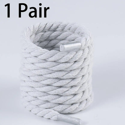 2PCS 120CM Thick Cotton Line Weaving Twisted Rope Bold Shoelaces Women Men Sneakers Low-top Canvas Shoe Laces Strings