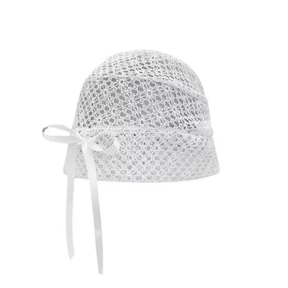 Women's Hat Hollow Bow Solid Color Simple Versatile Fashionable Personalized Pile Caps Girls Elastic Sweet Elegant Lace Y2k Hats