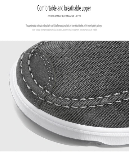 2025 Spring/summer New Style One-piece Dad's Shoes with Soft Sole, Comfortable Flat Bottom Shoes,Canvas Men's Shoes