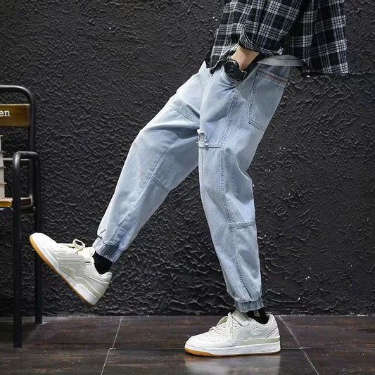 2024 New Men Streetwear Hip Hop Cargo Pants Mens Jeans Elastic Harem Joggers Pants Autumn Spring Trousers Men Clothing S-4XL - Premium Kiosk