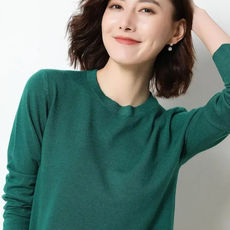 Women Sweaters 2024 O-neck Long Sleeve Autumn Winter Pullovers Fashion Korean Sweaters Bottoming Shirts Slim Knitwear Jumpers