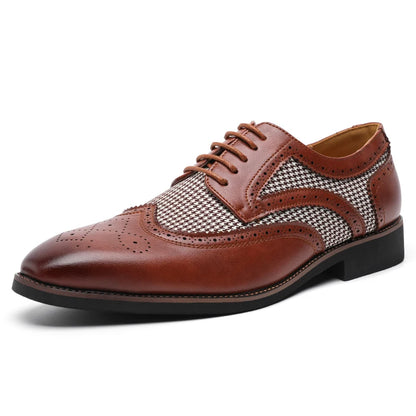 2025 Spring British Two-Tone Brogue Shoes Men Leather Low-Cut Casual Shoes Anti-Slip Breathable Office Daily Wear Oxford Shoes